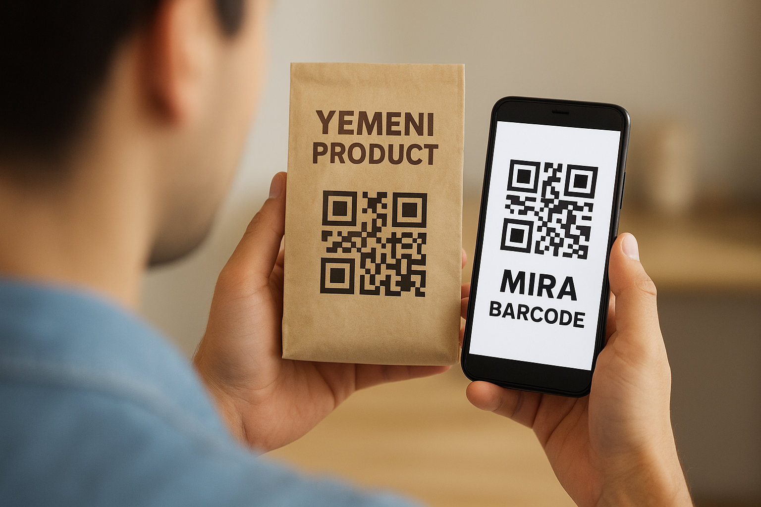 دمج الباركود مع QR Code للمنتجات اليمنية